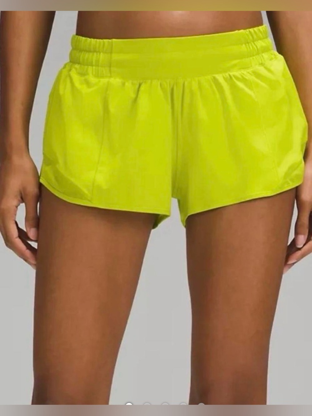 lululemon- Neon Yellow low rise lined  Athletic Shorts size:2 in MINT CONDITION
